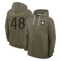 Parkc LA.Rams #48 Omar Speights Player Olive Salute to Service Pullover Hoodies Limited Stitched Jerseys