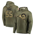 Parkc LA.Rams #55 Braden Fiske Player Olive Salute to Service Pullover Hoodies Home Game Stitched Jerseys