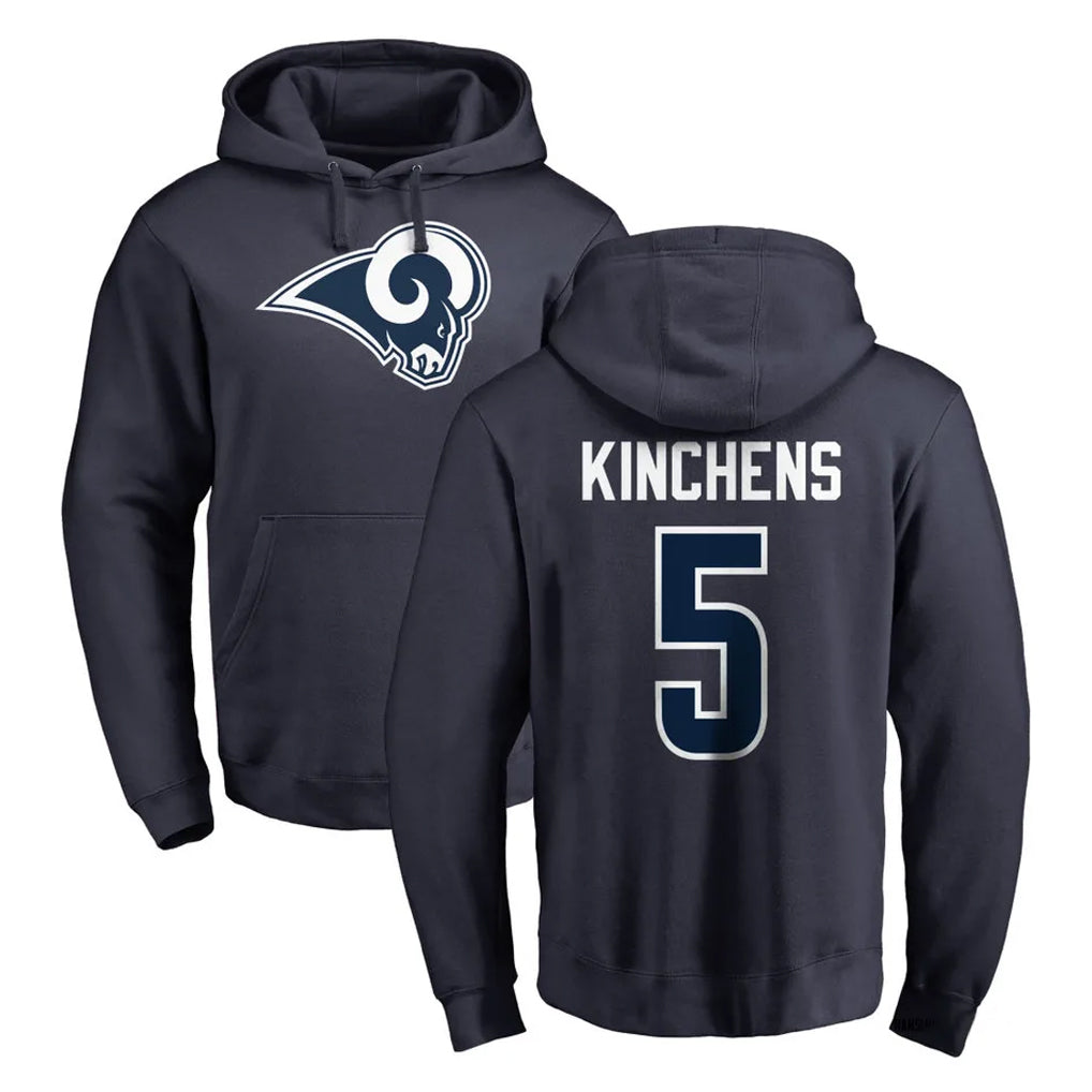 Parkc LA.Rams #5 Kamren Kinchens Player Navy Pullover Hoodie Limited Game Stitched Jerseys
