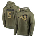 Parkc LA.Rams #5 Kamren Kinchens Player Olive Salute to Service Pullover Hoodies Home Game Stitched Jerseys