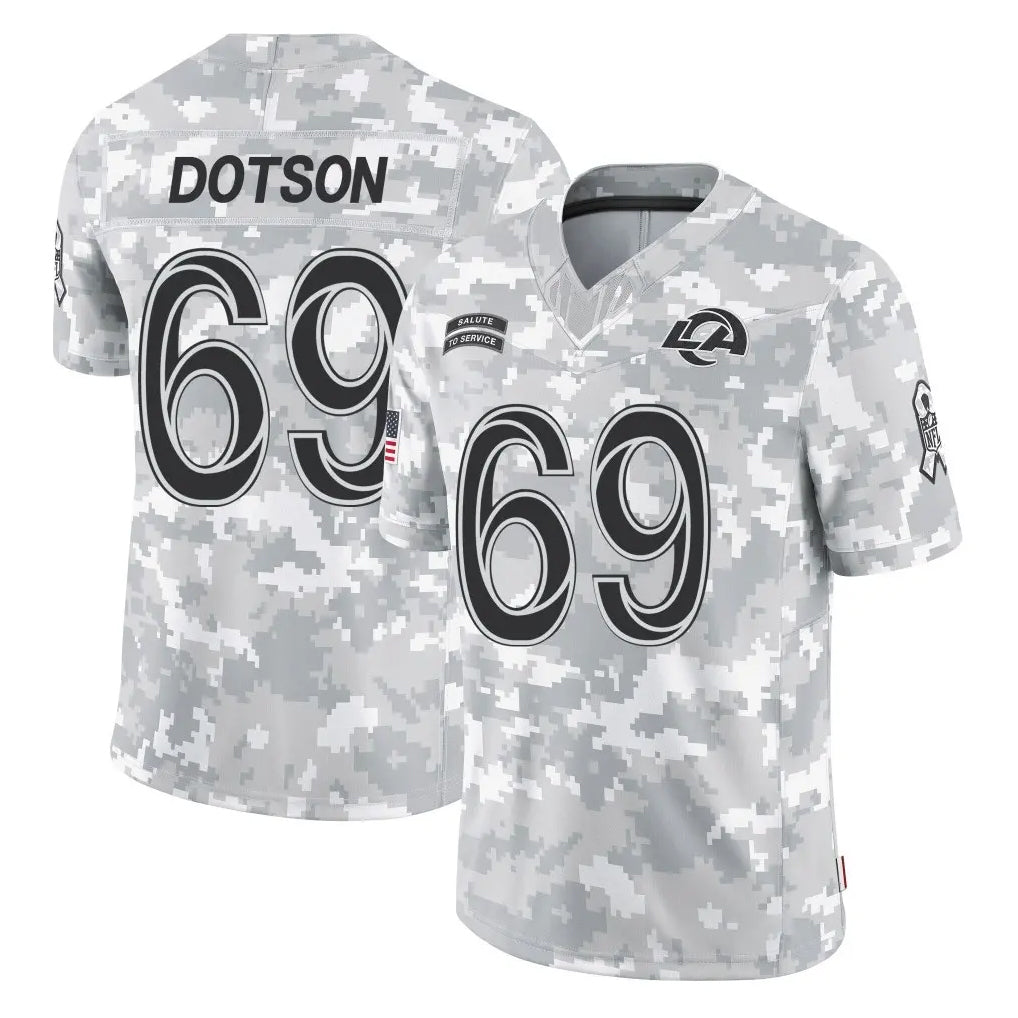 Parkc LA.Rams #69 Kevin Dotson Player Arctic Camo Salute To Service Limited Game Stitched Jerseys