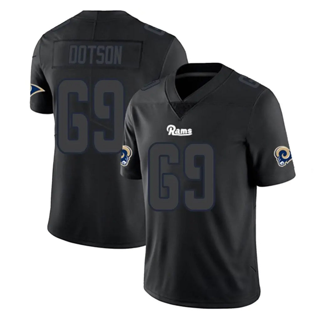 Parkc LA.Rams #69 Kevin Dotson Player Black Impact Limited Home Game Stitched Jerseys