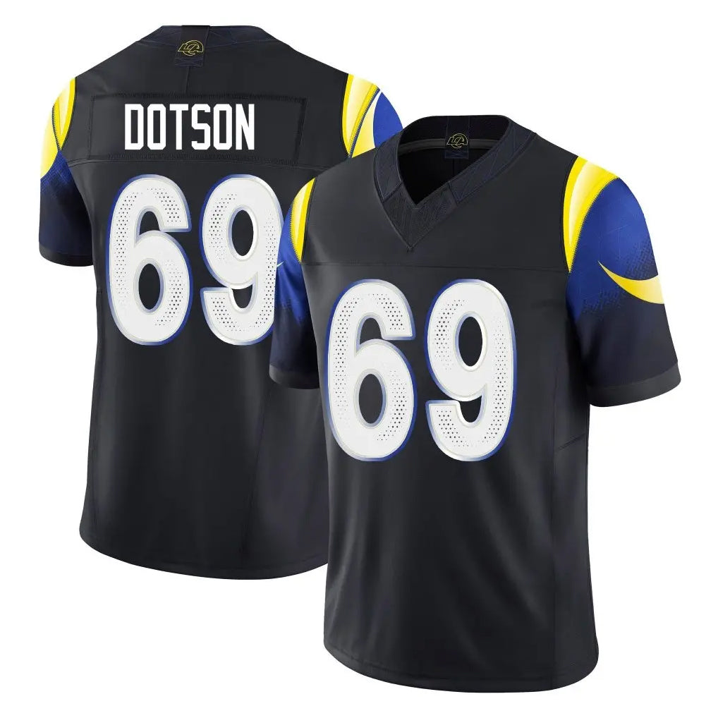 Parkc LA.Rams #69 Kevin Dotson Player Black Midnight Rivalries Collection Limited Home Game Stitched Jerseys