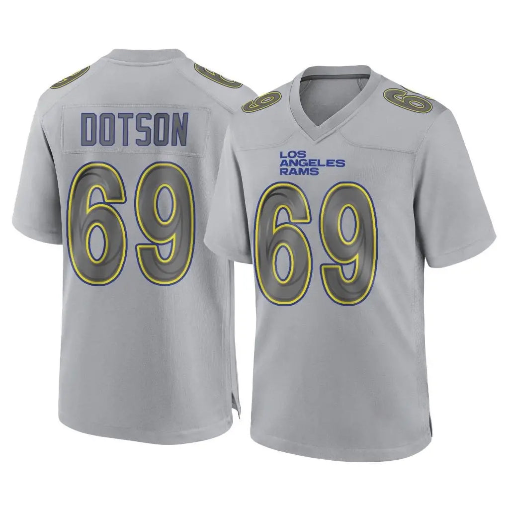 Parkc LA.Rams #69 Kevin Dotson Player Gray Atmosphere Fashion Home Game Stitched Jerseys