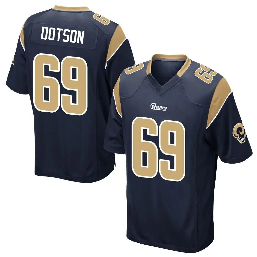 Parkc LA.Rams #69 Kevin Dotson Player Navy Home Game Stitched Jerseys