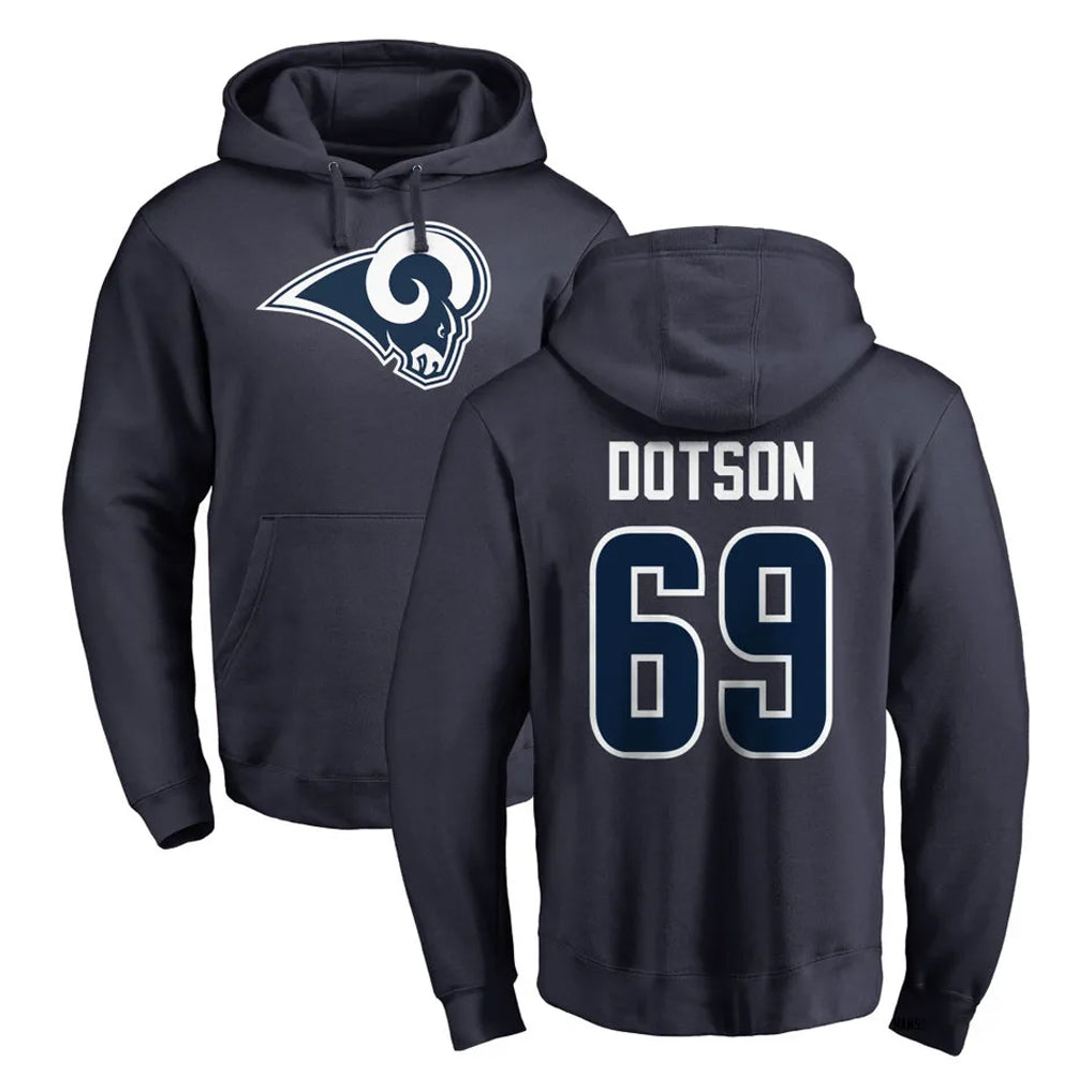 Parkc LA.Rams #69 Kevin Dotson Player Navy Pullover Hoodie Limited Game Stitched Jerseys