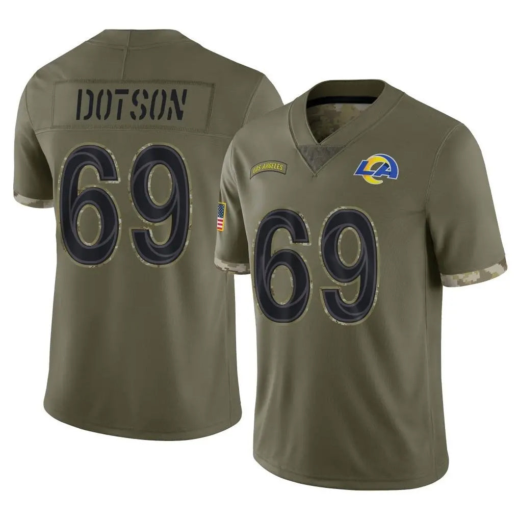 Parkc LA.Rams #69 Kevin Dotson Player Olive Salute To Service Limited Stitched Jerseys