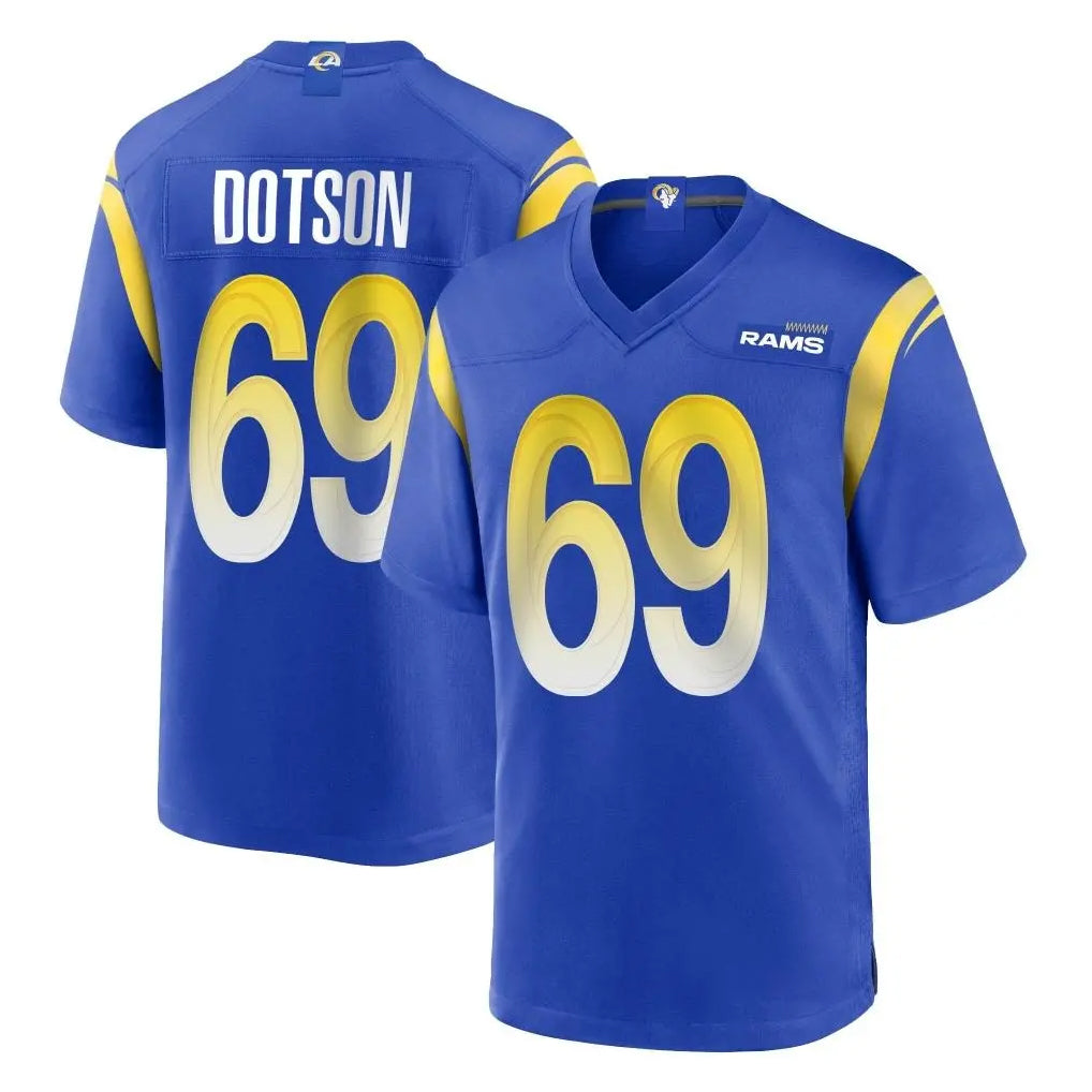 Parkc LA.Rams #69 Kevin Dotson Player Royal Home Game Stitched Jerseys