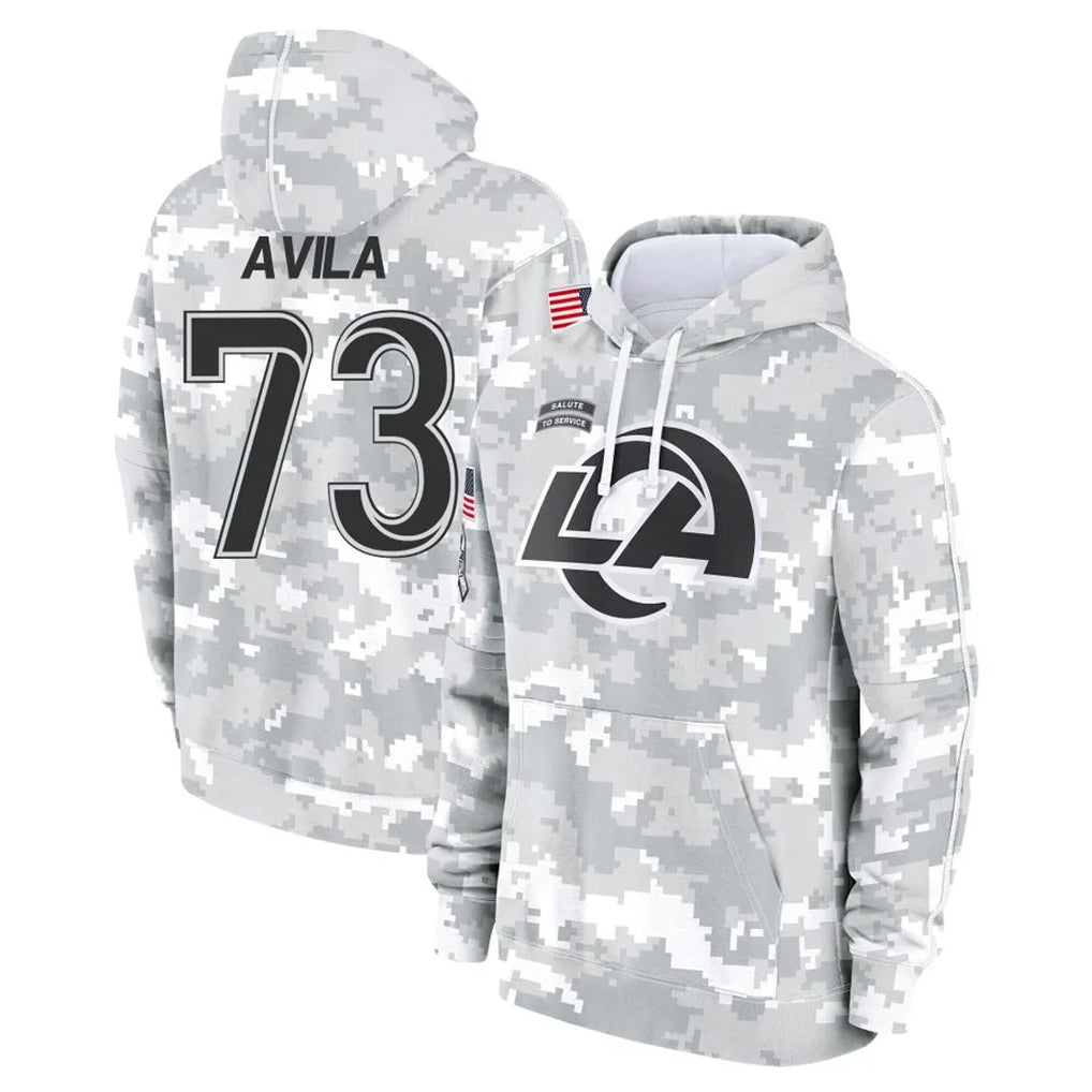 Parkc LA.Rams #73 Steve Avila Player Arctic Camo Salute to Service Hoodies Limited Game Stitched Jerseys