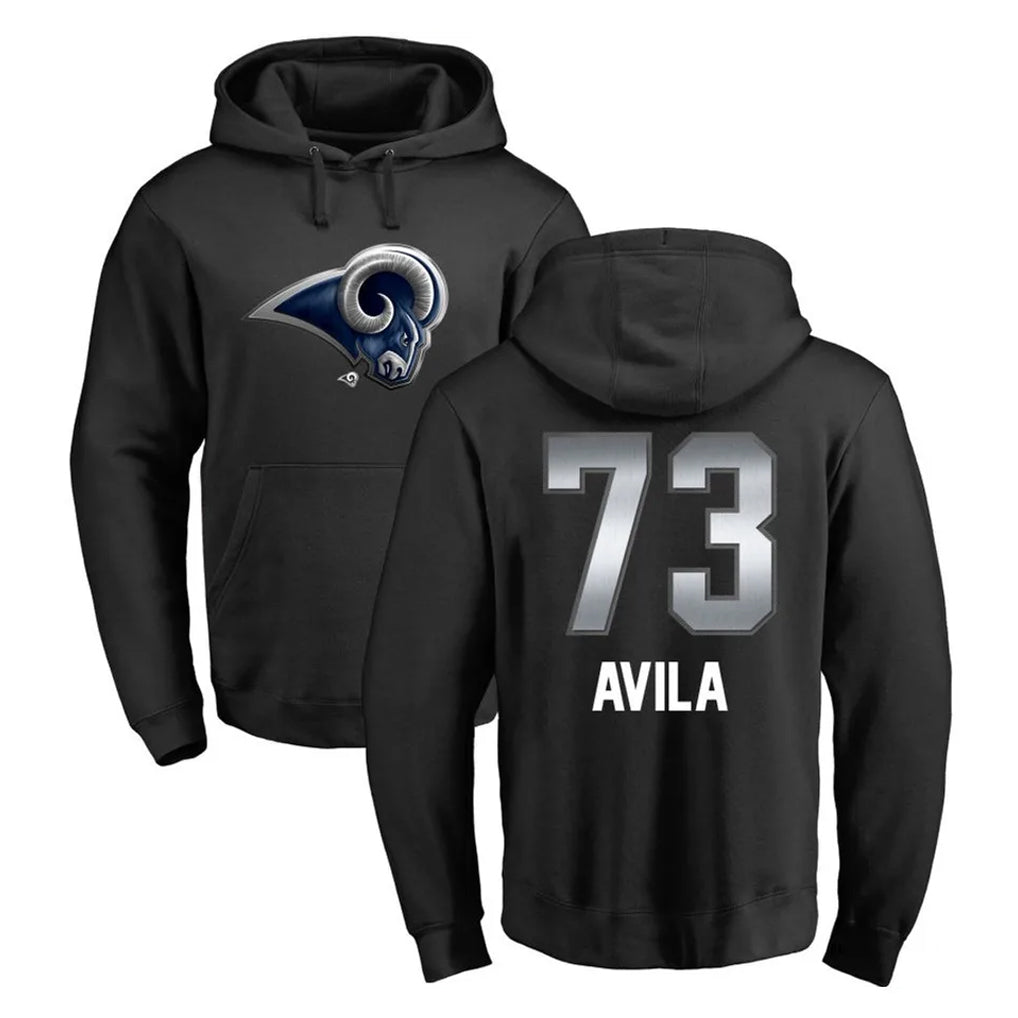 Parkc LA.Rams #73 Steve Avila Player Black Pullover Hoodie Limited Game Stitched Jerseys