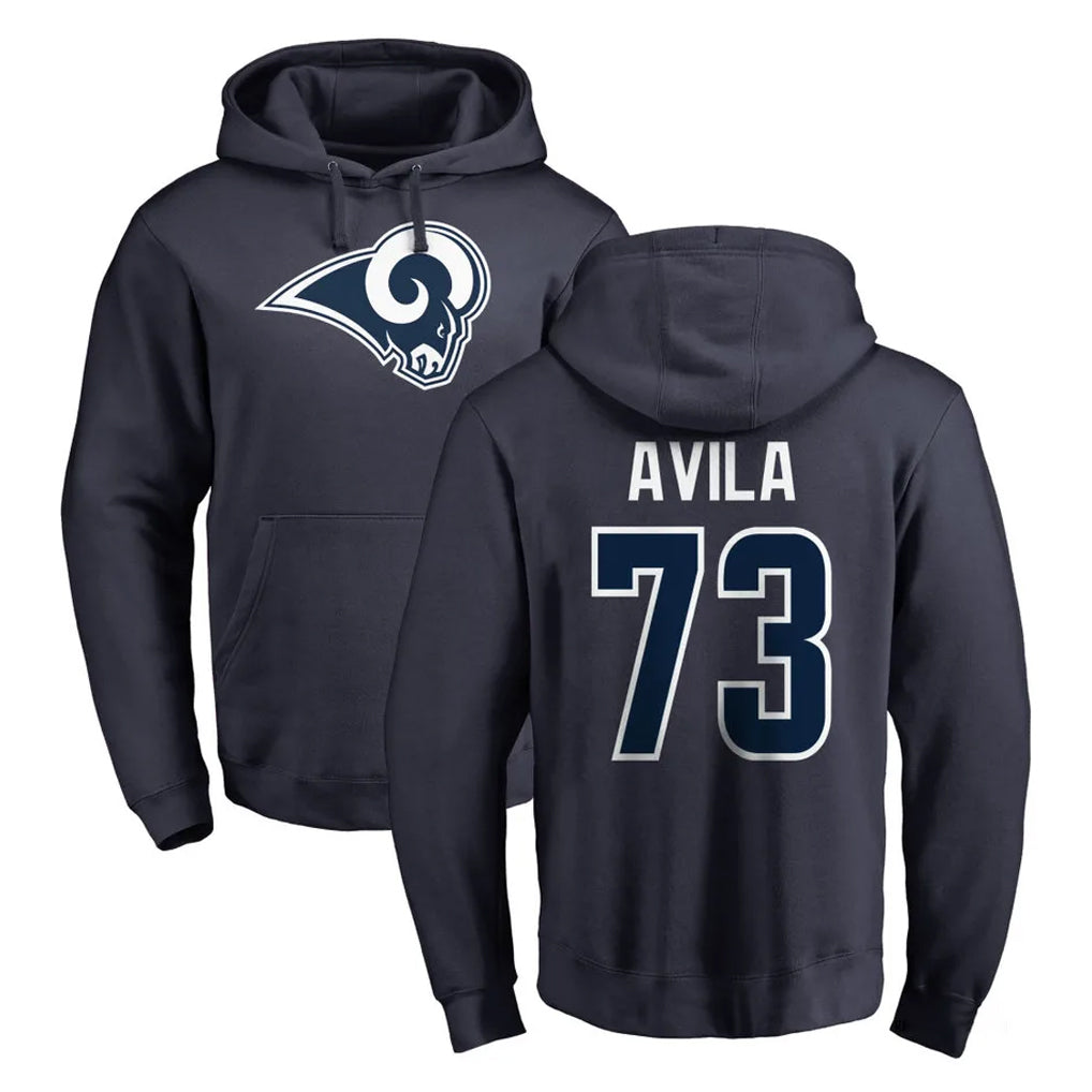 Parkc LA.Rams #73 Steve Avila Player Navy Pullover Hoodie Limited Game Stitched Jerseys