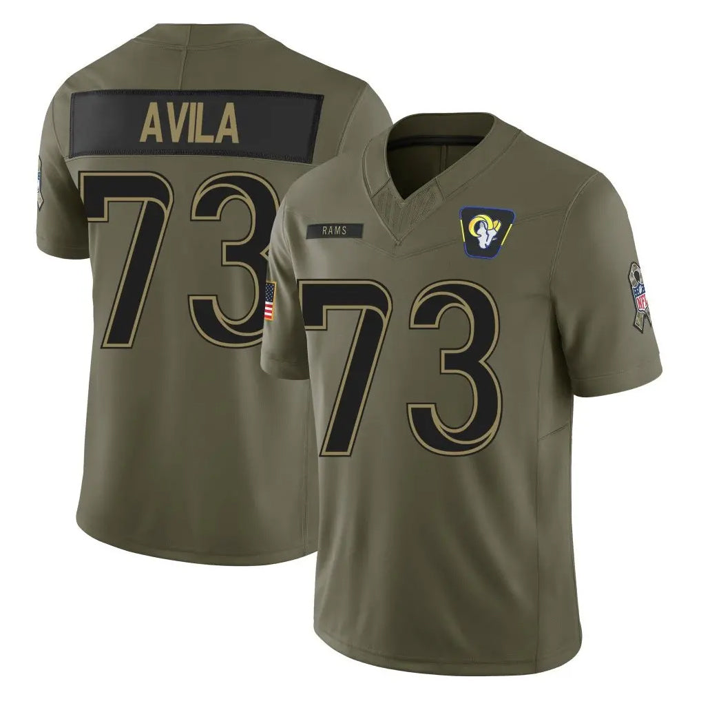 Parkc LA.Rams #73 Steve Avila Player Olive 2025 Salute To Service Limited Game Stitched Jerseys