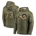 Parkc LA.Rams #73 Steve Avila Player Olive Salute to Service Pullover Hoodies Home Game Stitched Jerseys