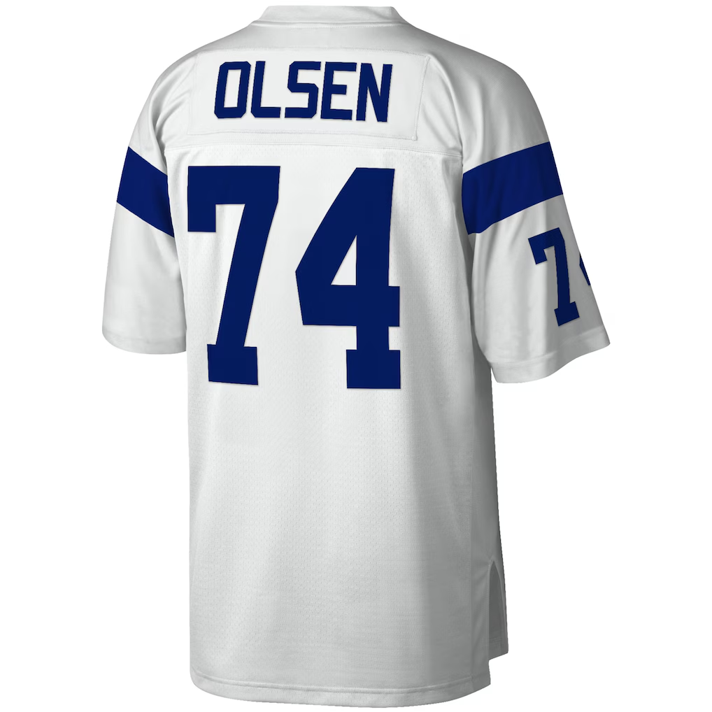 Parkc LA.Rams #74 Merlin Olsen Mitchell & Ness White Legacy Replica Stitched Puhic Jersey