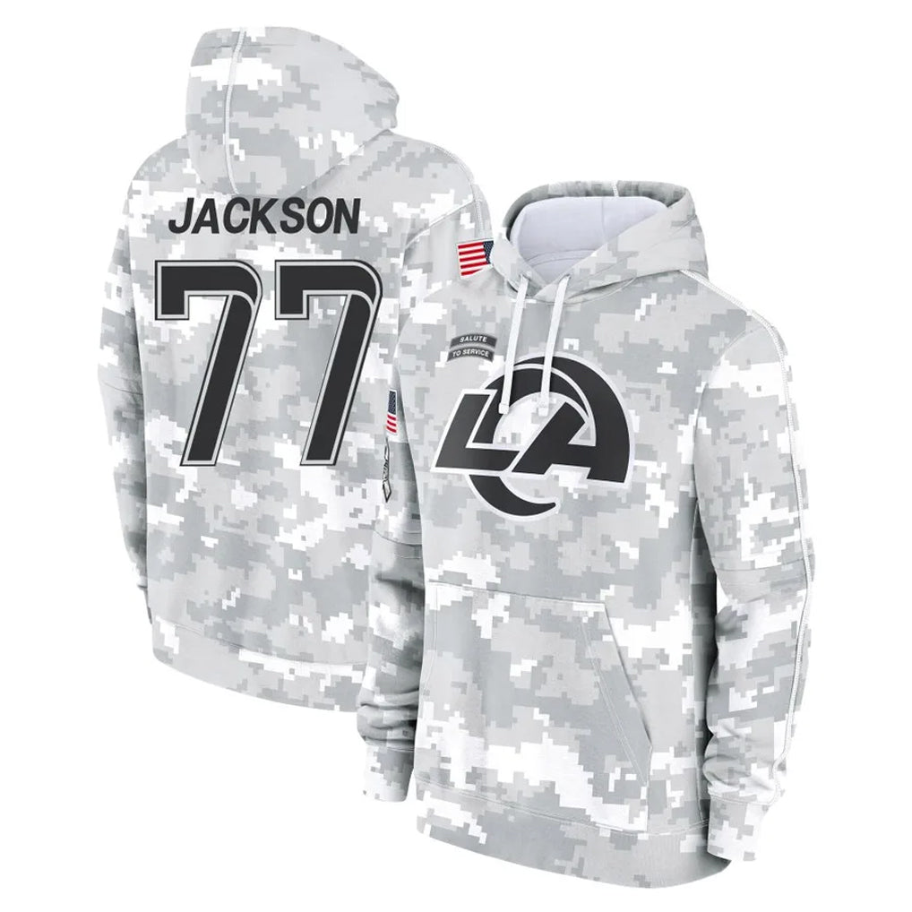 Parkc LA.Rams #77 Alaric Jackson Player Arctic Camo Salute to Service Hoodies Limited Game Stitched Jerseys