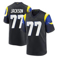 Parkc LA.Rams #77 Alaric Jackson Player Black Midnight Rivalries Collection Home Game Stitched Jerseys