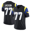 Parkc LA.Rams #77 Alaric Jackson Player Black Midnight Rivalries Collection Limited Home Game Stitched Jerseys