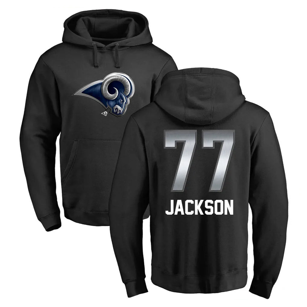 Parkc LA.Rams #77 Alaric Jackson Player Black Pullover Hoodie Limited Game Stitched Jerseys