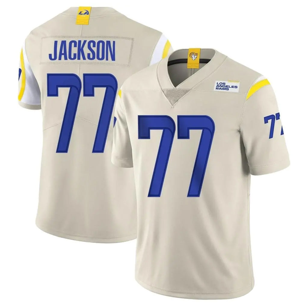 Parkc LA.Rams #77 Alaric Jackson Player Bone Limited Vapor Home Game Stitched Jerseys