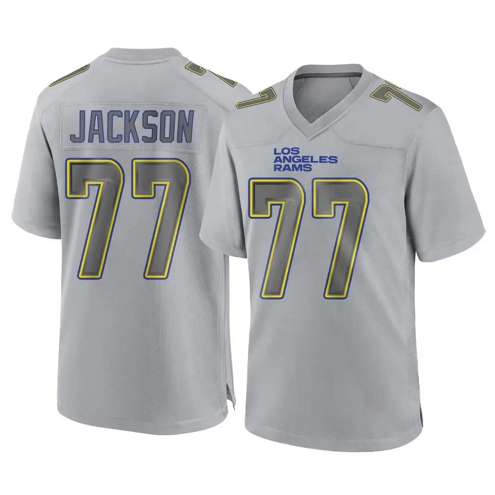 Parkc LA.Rams #77 Alaric Jackson Player Gray Atmosphere Fashion Home Game Stitched Jerseys