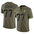 Parkc LA.Rams #77 Alaric Jackson Player Olive Salute To Service Limited Stitched Jerseys
