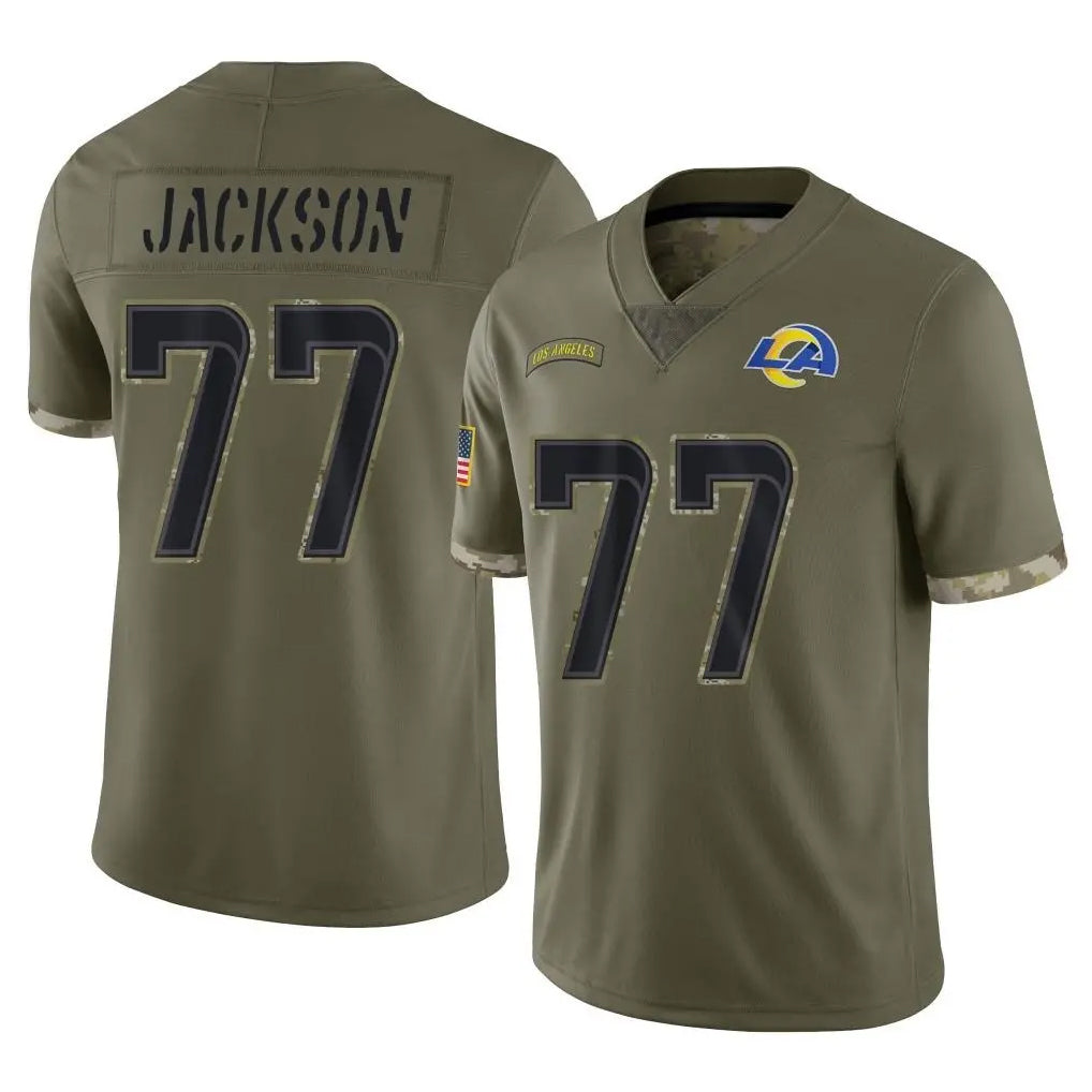 Parkc LA.Rams #77 Alaric Jackson Player Olive Salute To Service Limited Stitched Jerseys