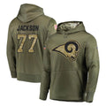 Parkc LA.Rams #77 Alaric Jackson Player Olive Salute to Service Pullover Hoodies Home Game Stitched Jerseys