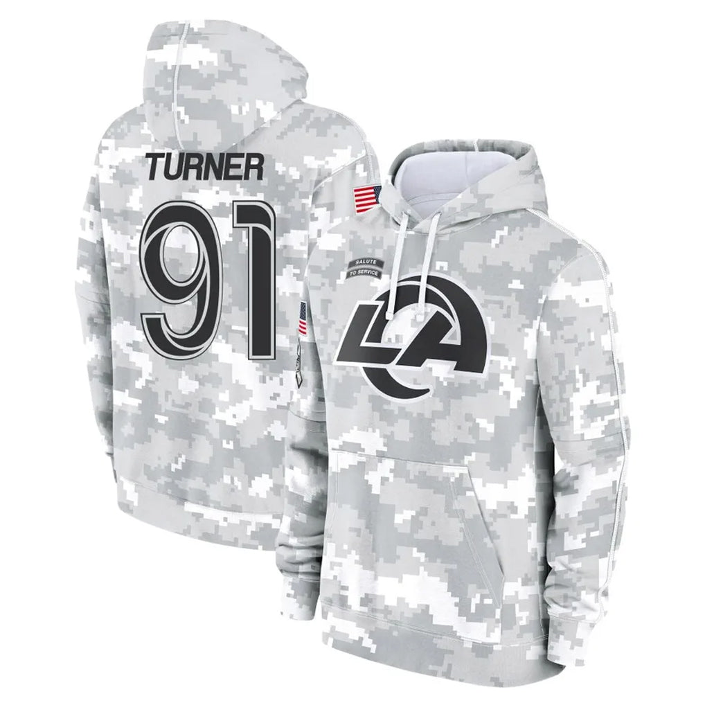 Parkc LA.Rams #91 Kobie Turner Player Arctic Camo Salute to Service Hoodies Limited Game Stitched Jerseys