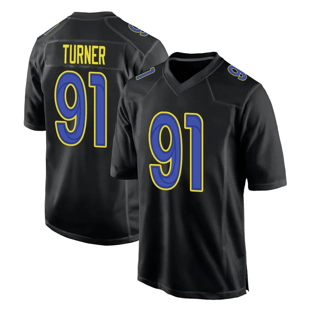 Parkc LA.Rams #91 Kobie Turner Player Black Fashion Limited Home Game Stitched Jerseys
