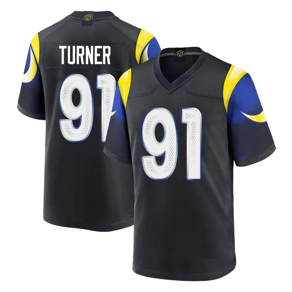 Parkc LA.Rams #91 Kobie Turner Player Black Midnight Rivalries Collection Home Game Stitched Jerseys