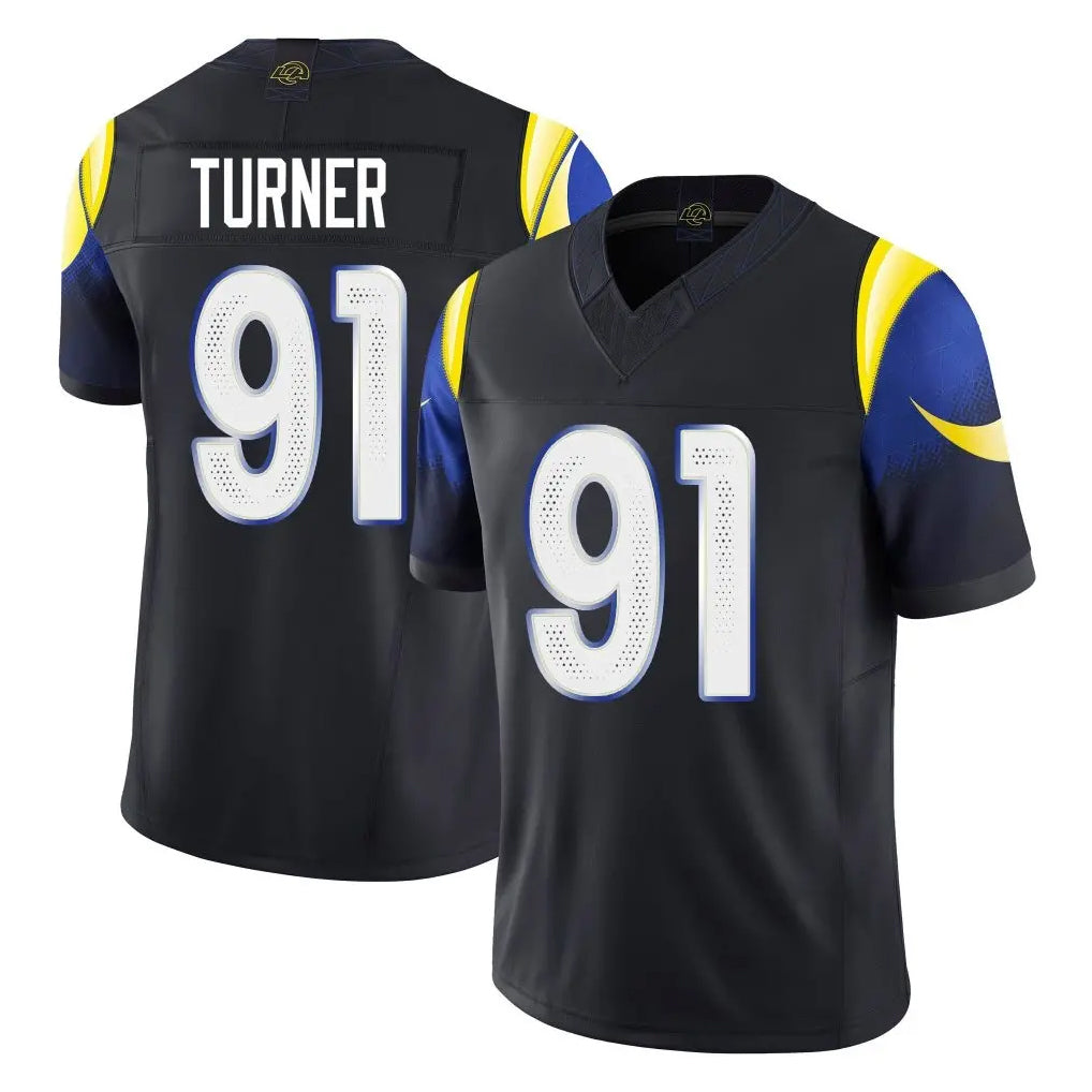 Parkc LA.Rams #91 Kobie Turner Player Black Midnight Rivalries Collection Limited Home Game Stitched Jerseys