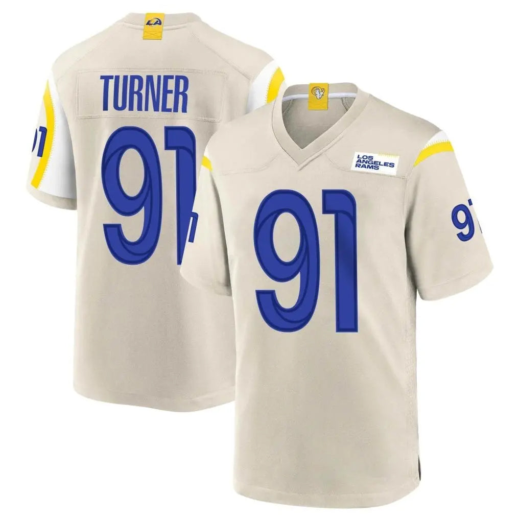 Parkc LA.Rams #91 Kobie Turner Player Bone Home Game Stitched Jerseys