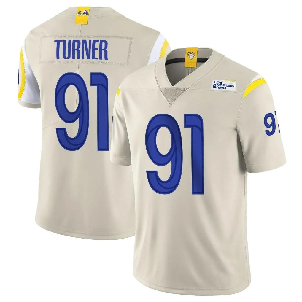 Parkc LA.Rams #91 Kobie Turner Player Bone Limited Vapor Home Game Stitched Jerseys