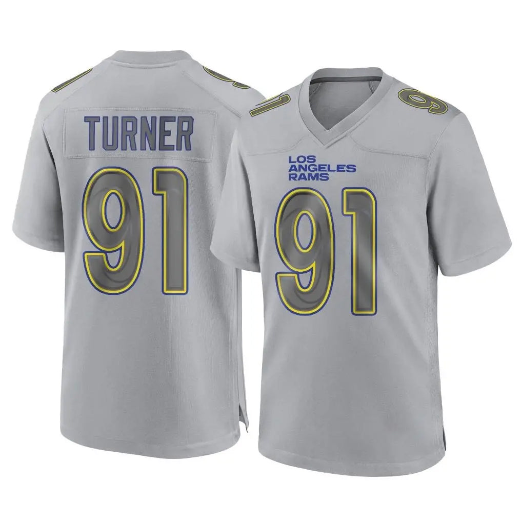 Parkc LA.Rams #91 Kobie Turner Player Gray Atmosphere Fashion Home Game Stitched Jerseys