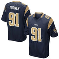 Parkc LA.Rams #91 Kobie Turner Player Navy Home Game Stitched Jerseys