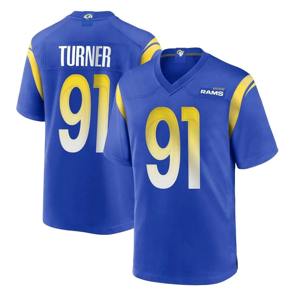 Parkc LA.Rams #91 Kobie Turner Player Royal Home Game Stitched Jerseys