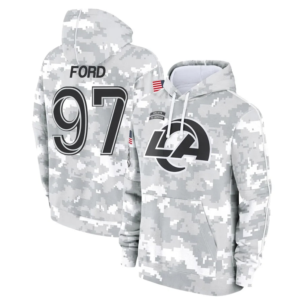 Parkc LA.Rams #97 Poona Ford Player Arctic Camo Salute to Service Hoodies Limited Game Stitched Jerseys