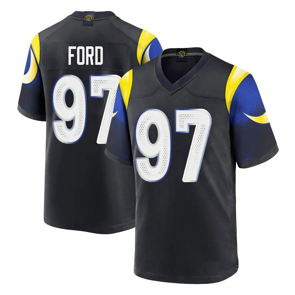 Parkc LA.Rams #97 Poona Ford Player Black Midnight Rivalries Collection Home Game Stitched Jerseys