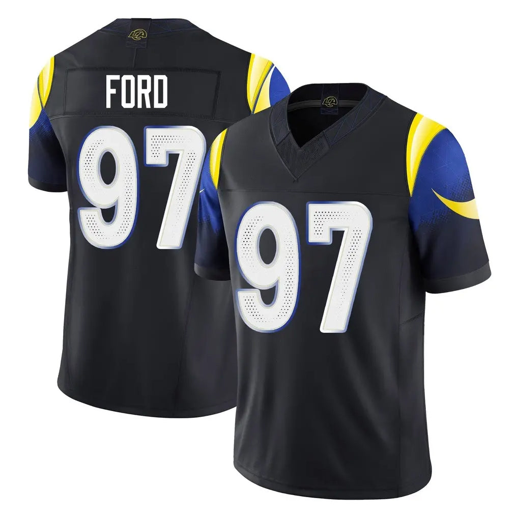 Parkc LA.Rams #97 Poona Ford Player Black Midnight Rivalries Collection Limited Home Game Stitched Jerseys