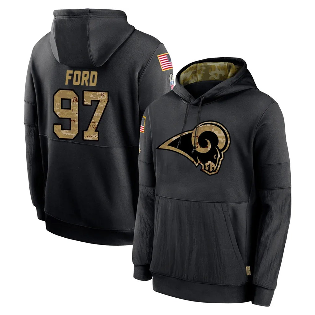 Parkc LA.Rams #97 Poona Ford Player Black Salute to Service Hoodies Limited Game Stitched Jerseys