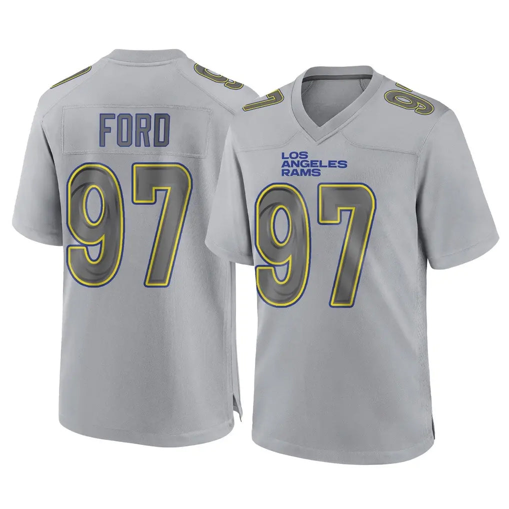 Parkc LA.Rams #97 Poona Ford Player Gray Atmosphere Fashion Home Game Stitched Jerseys