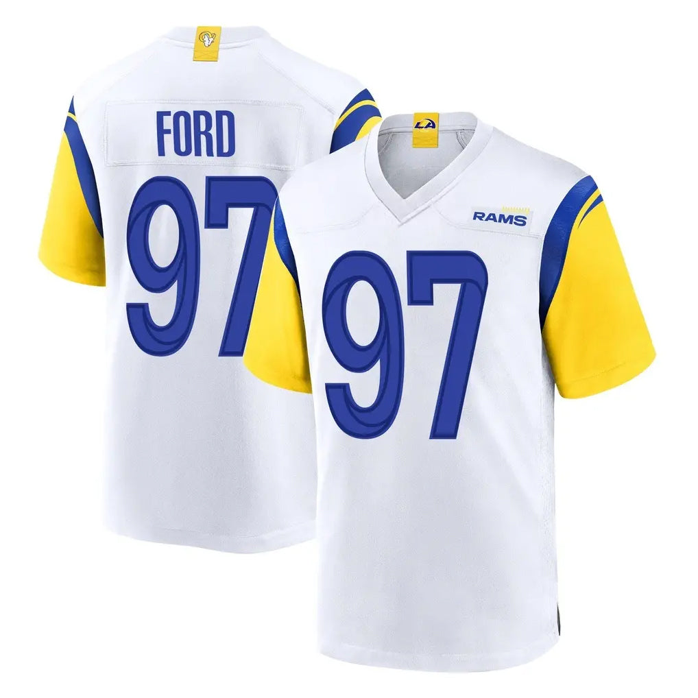 Parkc LA.Rams #97 Poona Ford Player White Home Game Stitched Jerseys