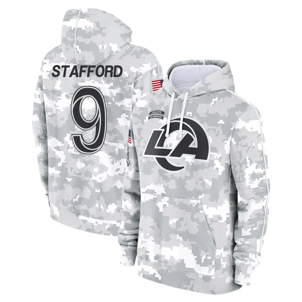 Parkc LA.Rams #9 Matthew Stafford Player Arctic Camo Salute to Service Hoodies Limited Game Stitched Jerseys