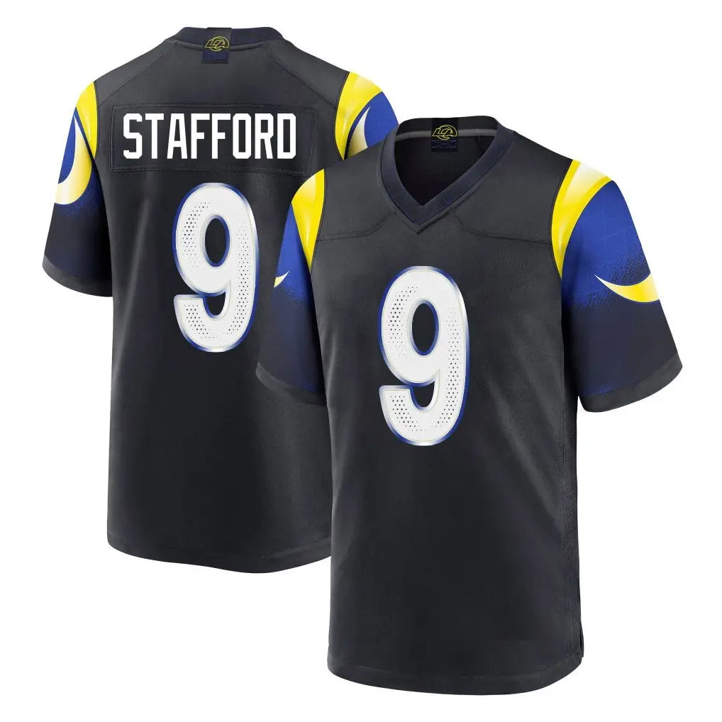 Parkc LA.Rams #9 Matthew Stafford Player Black Midnight Rivalries Collection Home Game Stitched Jerseys