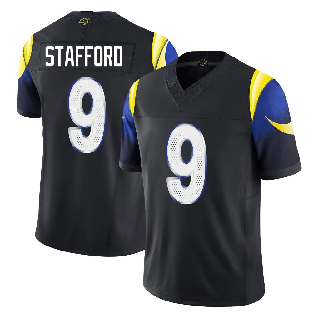 Parkc LA.Rams #9 Matthew Stafford Player Black Midnight Rivalries Collection Limited Home Game Stitched Jerseys