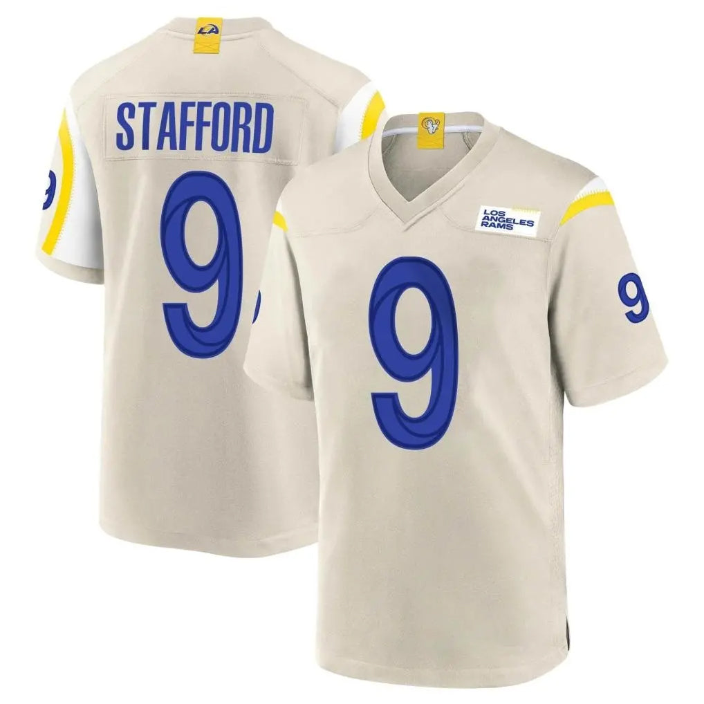 Parkc LA.Rams #9 Matthew Stafford Player Bone Home Game Stitched Jerseys