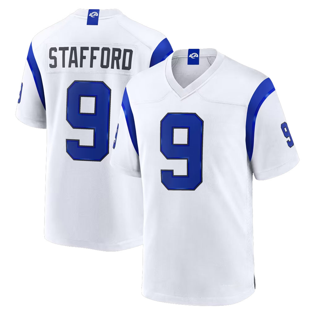 Parkc LA.Rams #9 Matthew Stafford Player Fearsome White Home Game Stitched Jerseys