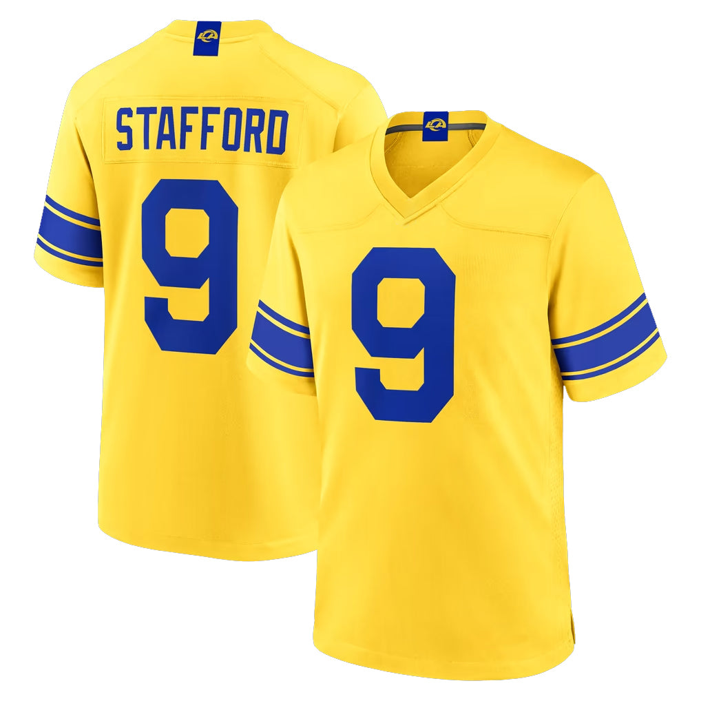Parkc LA.Rams #9 Matthew Stafford Player Gold Classic Sol Home Game Stitched Jerseys