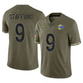 Parkc LA.Rams #9 Matthew Stafford Player Olive Salute To Service Limited Stitched Jerseys