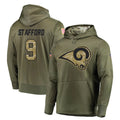 Parkc LA.Rams #9 Matthew Stafford Player Olive Salute to Service Pullover Hoodies Home Game Stitched Jerseys